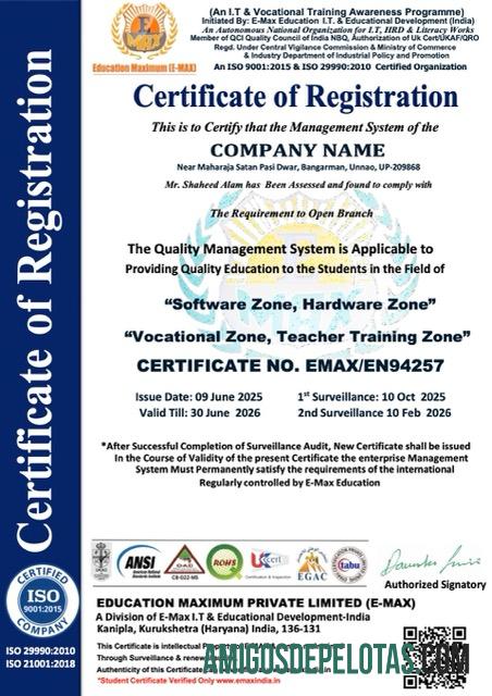 Certificado de Registro de Registro da Índia em branco modelo Word e PDF, Versão 2